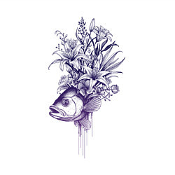 Свитшот хлопковый мужской Рыба с цветами, цвет: белый — фото 2