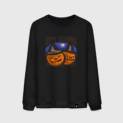 Свитшот хлопковый мужской Happy halloween pumpkin, цвет: черный