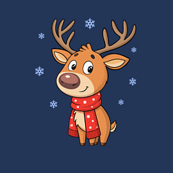 Свитшот хлопковый мужской Новогодний олень и снежинки, зима, цвет: тёмно-синий — фото 2