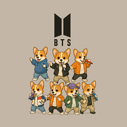 Свитшот хлопковый мужской BTS группа из корги, цвет: миндальный — фото 2
