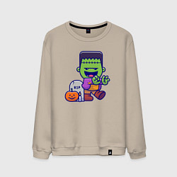 Свитшот хлопковый мужской Милый Франкенштейн, цвет: миндальный
