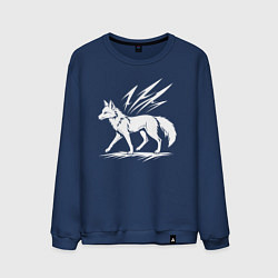Свитшот хлопковый мужской Лисица с молниями, цвет: тёмно-синий
