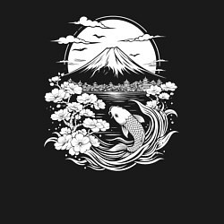 Свитшот хлопковый мужской Фудзи и карп кои, цвет: черный — фото 2