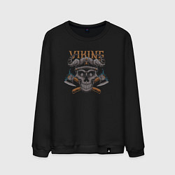 Свитшот хлопковый мужской Viking warrior, цвет: черный