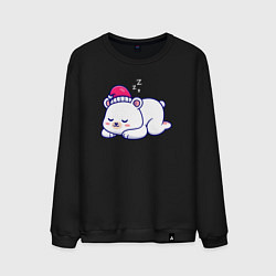 Свитшот хлопковый мужской Спящий мишка, цвет: черный