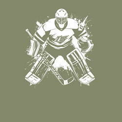 Свитшот хлопковый мужской Хоккейный вратарь граффити, цвет: авокадо — фото 2