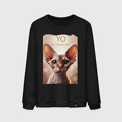 Свитшот хлопковый мужской Yo - Im Devon Rex, цвет: черный