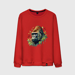 Свитшот хлопковый мужской Музыкальная горилла, цвет: красный