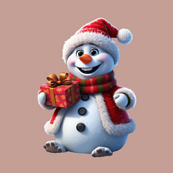 Свитшот хлопковый мужской Новогодний снеговик в красной шапке, цвет: пыльно-розовый — фото 2