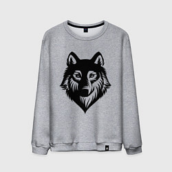 Свитшот хлопковый мужской Призрачный волк, цвет: меланж
