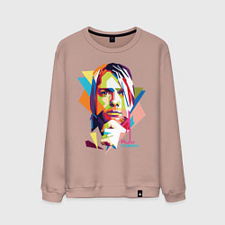 Свитшот хлопковый мужской Kurt Cobain: Colors, цвет: пыльно-розовый