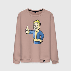 Свитшот хлопковый мужской Fallout vault boy, цвет: пыльно-розовый