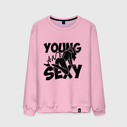 Свитшот хлопковый мужской Young & Sexy, цвет: светло-розовый