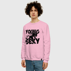Свитшот хлопковый мужской Young & Sexy, цвет: светло-розовый — фото 2