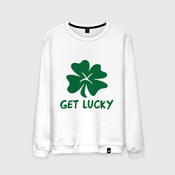 Свитшот хлопковый мужской Get lucky, цвет: белый