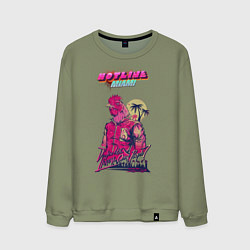 Свитшот хлопковый мужской HM: Hooking Over People?, цвет: авокадо