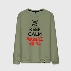 Свитшот хлопковый мужской Keep Calm & Justice For All, цвет: авокадо