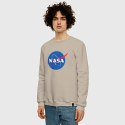 Свитшот хлопковый мужской NASA: Logo, цвет: миндальный — фото 2