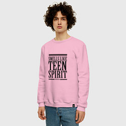 Свитшот хлопковый мужской Smells like teen spirit, цвет: светло-розовый — фото 2