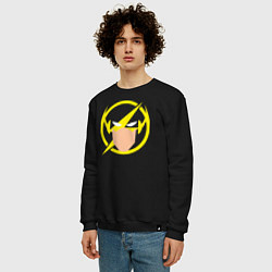 Свитшот хлопковый мужской Flash: minimalism, цвет: черный — фото 2