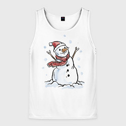 Майка-безрукавка мужская Снеговик, цвет: 3D-белый