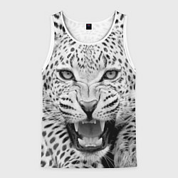 Майка-безрукавка мужская Белый леопард, цвет: 3D-белый