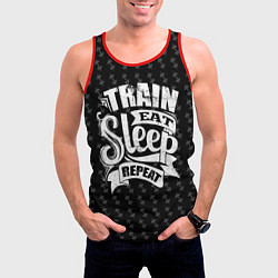 Майка-безрукавка мужская Train Eat Sleep Repeat, цвет: 3D-красный — фото 2