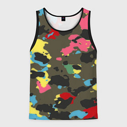 Майка-безрукавка мужская Цветной камуфляж, цвет: 3D-черный