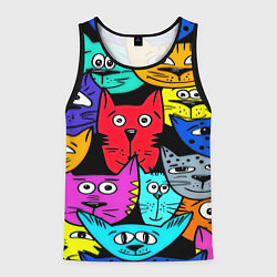 Майка-безрукавка мужская Кошачьи мордочки, цвет: 3D-черный