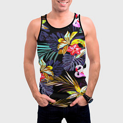 Майка-безрукавка мужская Тропический фламинго, цвет: 3D-черный — фото 2