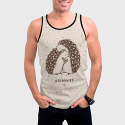 Майка-безрукавка мужская Влюбленные ежики, цвет: 3D-черный — фото 2