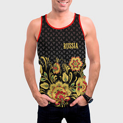 Майка-безрукавка мужская Russia: black edition, цвет: 3D-красный — фото 2