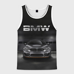 Майка-безрукавка мужская BMW серебро, цвет: 3D-белый