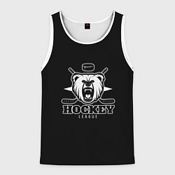 Майка-безрукавка мужская Bear hockey, цвет: 3D-белый
