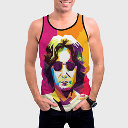 Майка-безрукавка мужская Джон Леннон: фан-арт, цвет: 3D-черный — фото 2