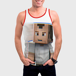 Майка-безрукавка мужская Minecraft: White Creeper, цвет: 3D-красный — фото 2
