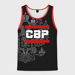 Майка-безрукавка мужская СВР: герб РФ, цвет: 3D-красный