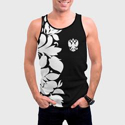 Майка-безрукавка мужская Russia: B&W Floral, цвет: 3D-черный — фото 2