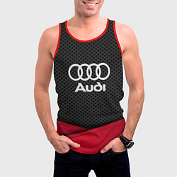 Майка-безрукавка мужская Audi: Grey Carbon, цвет: 3D-красный — фото 2