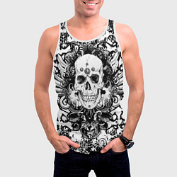 Майка-безрукавка мужская Grunge Skull, цвет: 3D-белый — фото 2