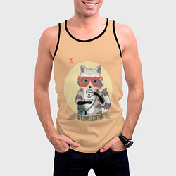 Майка-безрукавка мужская Raccoon Love Coffee, цвет: 3D-черный — фото 2