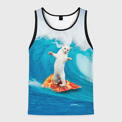 Майка-безрукавка мужская Кот-серфер, цвет: 3D-черный