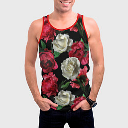 Майка-безрукавка мужская Красные и белые розы, цвет: 3D-красный — фото 2