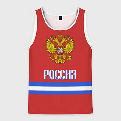 Майка-безрукавка мужская Хоккей: Россия, цвет: 3D-белый