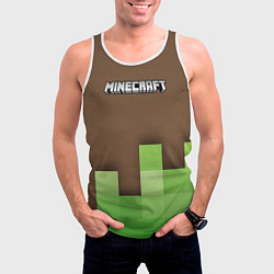 Майка-безрукавка мужская Minecraft - Логотип, цвет: 3D-белый — фото 2