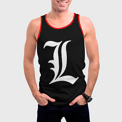 Майка-безрукавка мужская DEATH NOTE ТЕТРАДЬ СМЕРТИ L, цвет: 3D-красный — фото 2