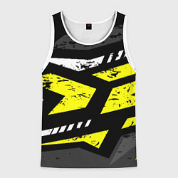 Мужская майка без рукавов Black yellow abstract sport style