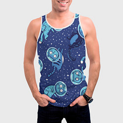Майка-безрукавка мужская Кот Космонавт, цвет: 3D-белый — фото 2