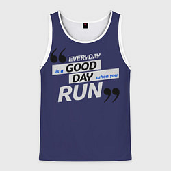 Майка-безрукавка мужская Бегу - значит живу, цвет: 3D-белый