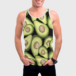Майка-безрукавка мужская Avocado background, цвет: 3D-белый — фото 2